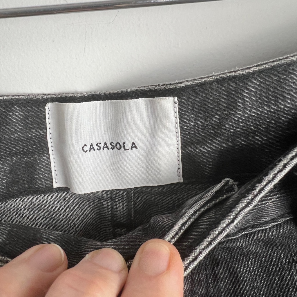 Casasola It42 Or Us6/8 100% Cotton Washed Black High Rise Straight Leg Jeans — image 7 of 8